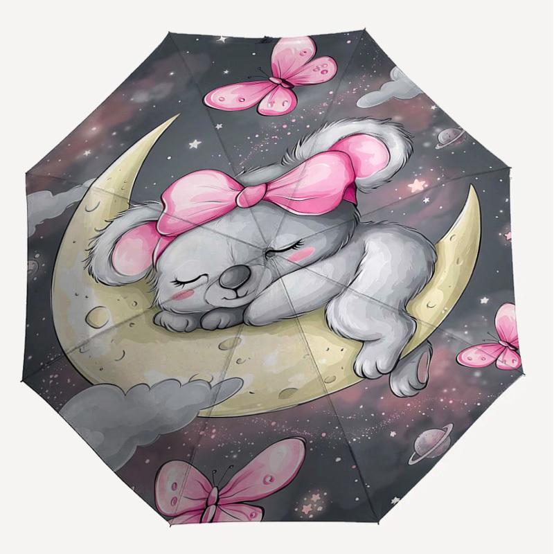 1PC Koala Moon Umbrella-8-Rib Reinforced Portable Folding Travel Suitable for All Seasons Outdoor Daily Use-Z0495