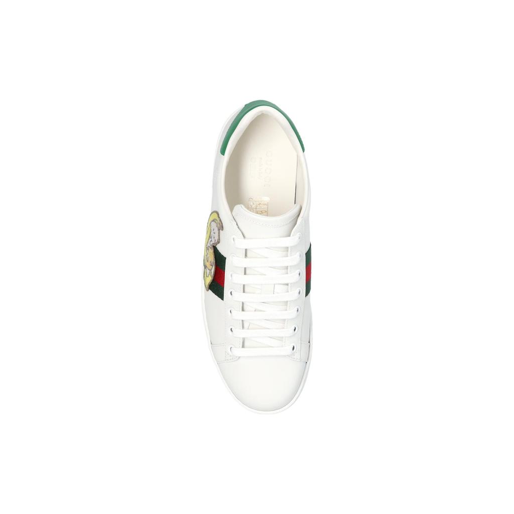Gucci Womens Ace 'Bananya' (women's sizes) White / Green Skate Shoes 661663 0FI60 9112