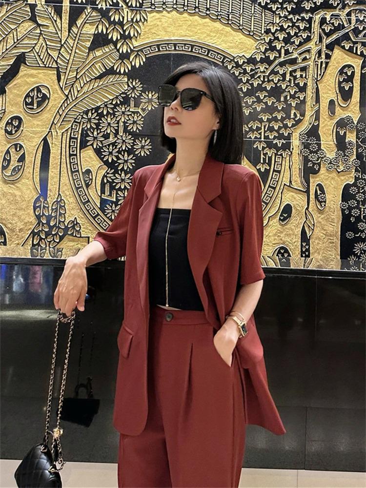 Plus Size Korean Style Women's Summer Suit: Thin Casual Jacket with Nine-Point Pants