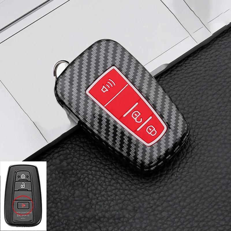 ABS Carbon Fiber Car Key Case Cover Shell For Toyota Prius Camry Corolla CHR C-HR RAV4 Land Cruiser Prado Protector Accessories