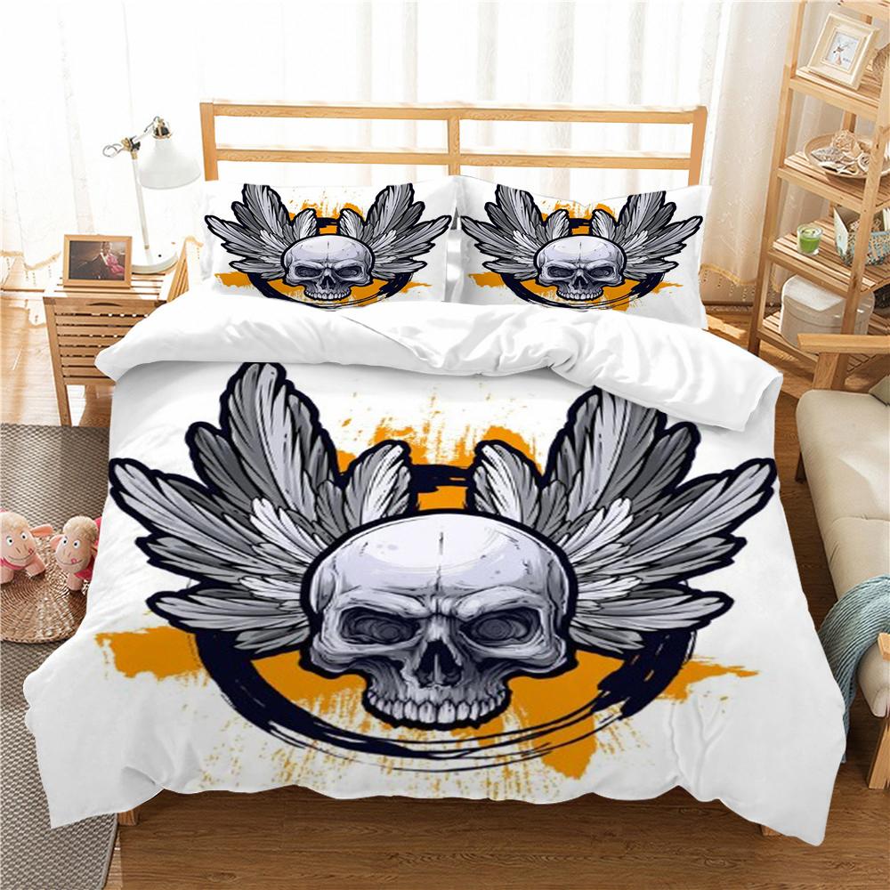 3D Skull Printing Duvet Cover Set Cartoon Bedding Set Highend Pillowcase Children Bedding Suit Single Size Double Size Bed Cover