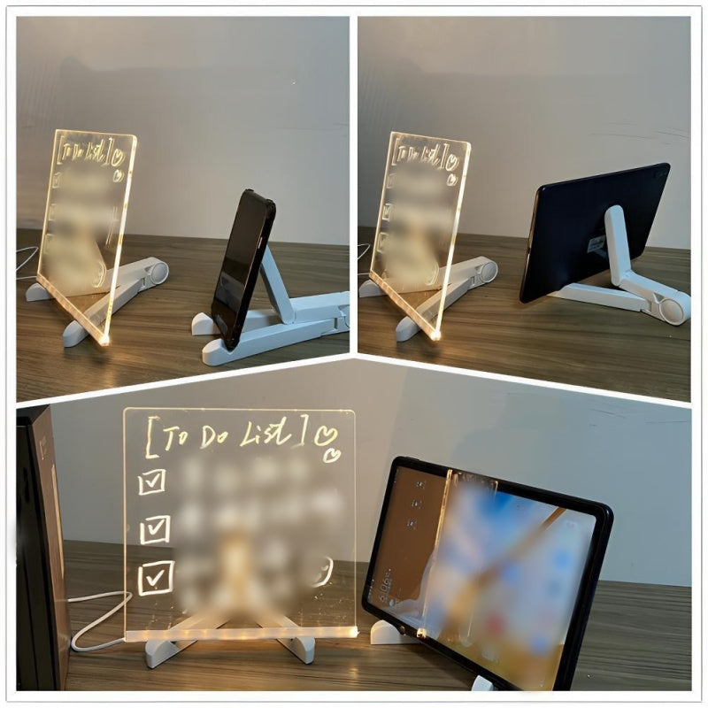 LED-Zeichentafel mit Licht, USB-betriebene, abwischbare 7-Farben-Notiztafel für Kinder mit Stiften und Ständer, Geburtstags- oder Weihnachtsgeschenk