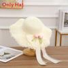 Korean Style Sun Hat With Bow Tie And Flowy Ribbon For Face Sunshade And Casual Wear