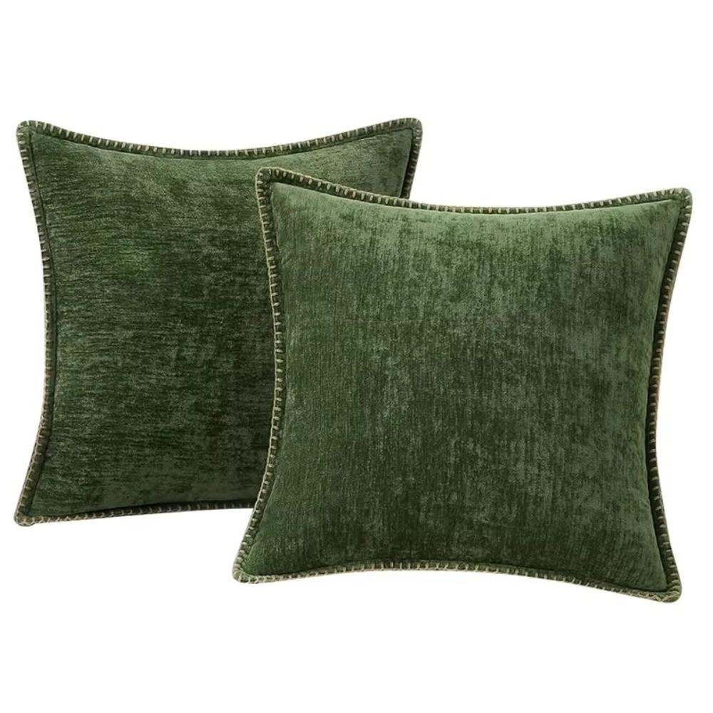 Simple Chenille Cushion Cover Solid Color Velvet Throw Pillow Cover Multiple Size Soft Decorative Pillowcase Seasonal Decor