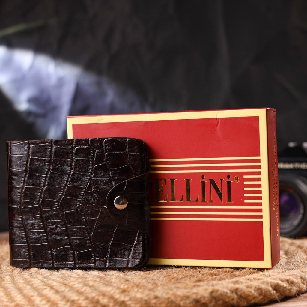 Praktická pánská dvoudílná peněženka z pravé texturované kůže s krokodýlím embosováním CANPELLINI Peněženka 21578 Hnědá