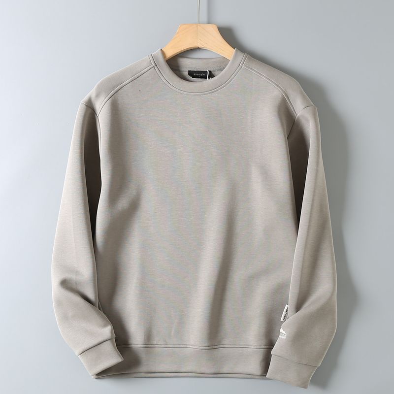 Original Foreign Trade Autumn New Model Air Layer Fabric Comfortable Versatile Round Neck Pullover Solid Color Long Sleeve Base Sweatshirt for Men