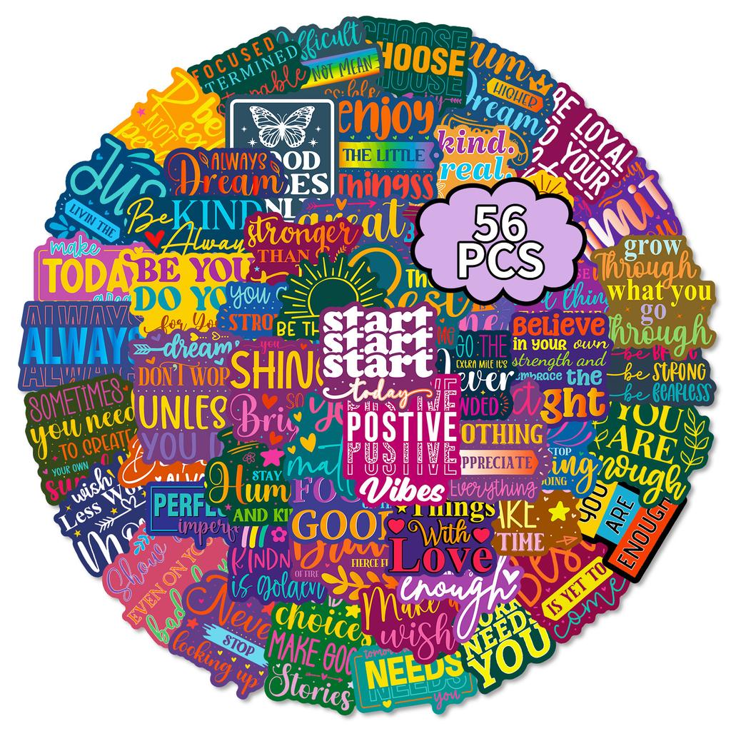 50 Inspirational Text Graffiti Stickers Colored English Hand Account Materials Stationery Decorative Stickers