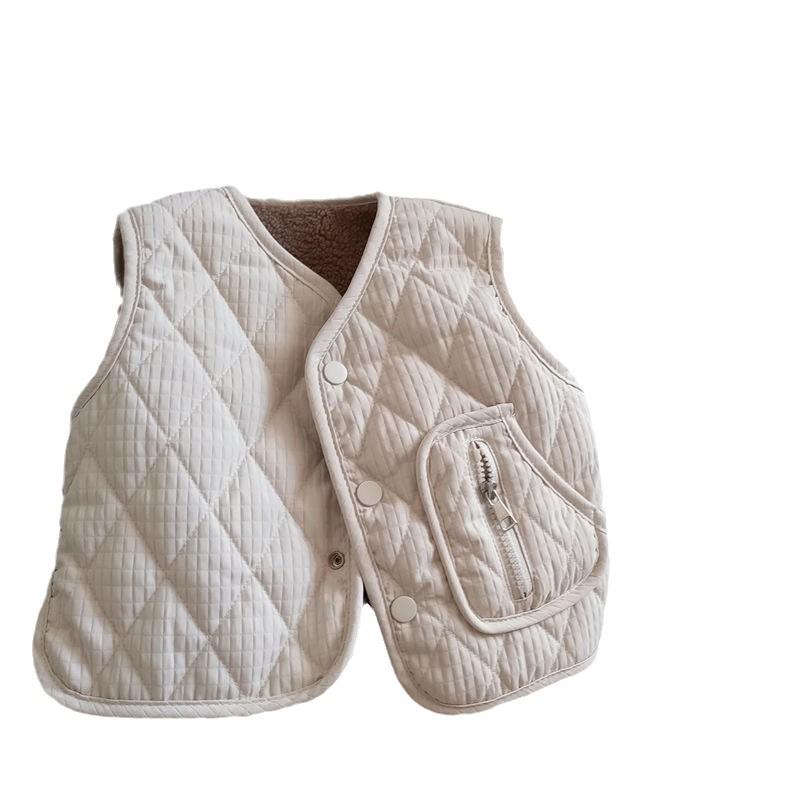 Children's Retro Lambswool Fleece Vest, Double-Sided, Autumn/Winter, Korean Style for Boys and Girls