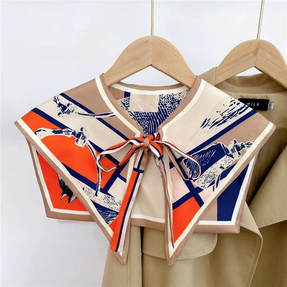 Women Shirt Detachable Fake Collar Ladies Floral Pattern False Fake Collar Vintage Half Shirt Necklace Shawl Shoulder Wraps