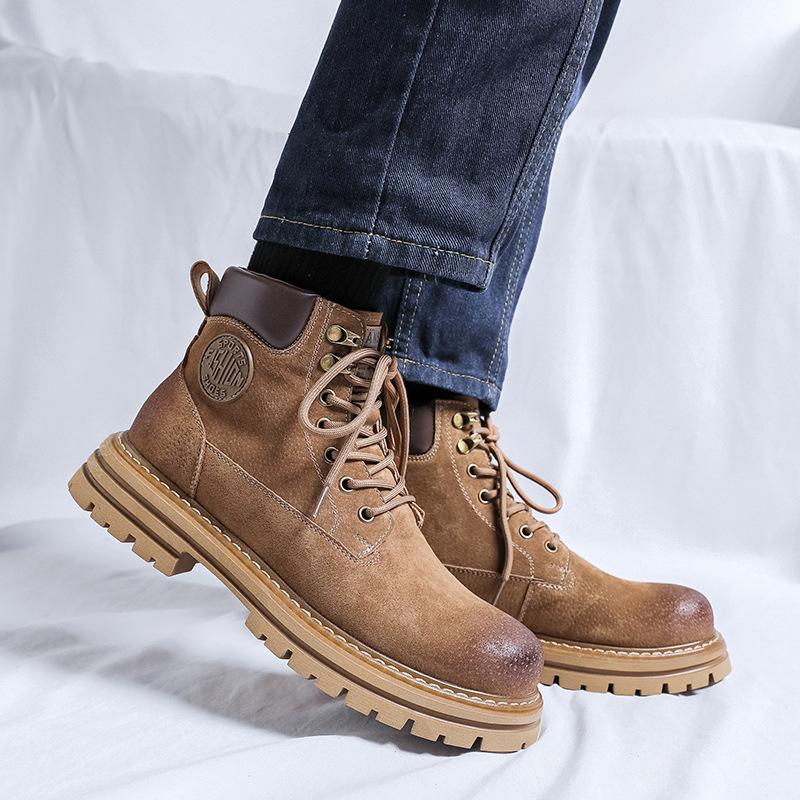 Big Head Derby Shoes Men'S Tide Round Head Vintage Martin Boots Tooling Boots High Top Desert Boots 4729-R