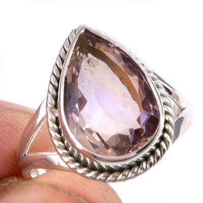 Natural Ametrine Gemstone Handmade 925 Solid Silver Jewelry Ring Size 6.5 D7K45
