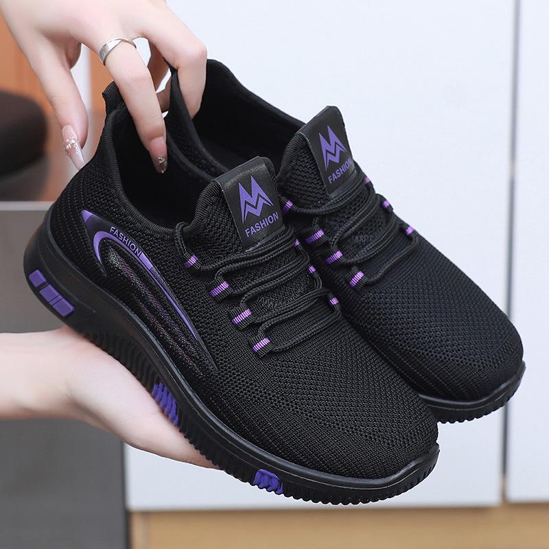 Women's Old Beijing Flyknit Non-slip Walking Shoes - Soft Sole, Lightweight Casual Footwear for Kitchen, Work, and Everyday Use.