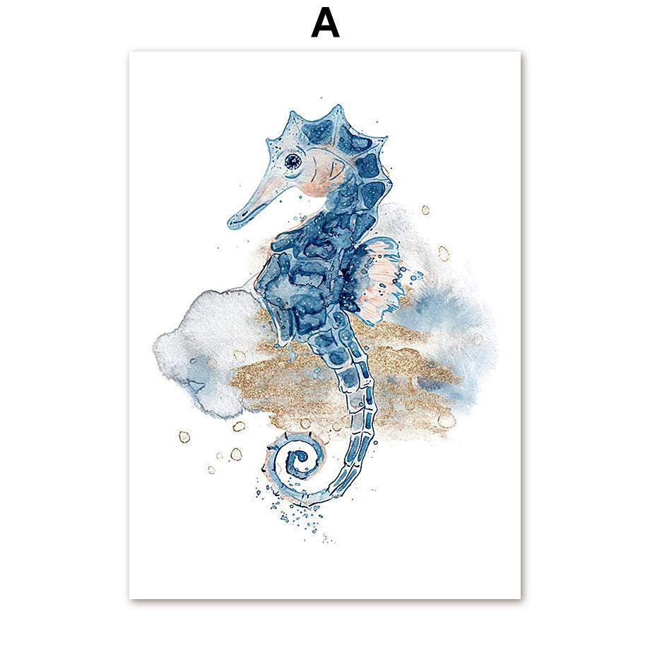 Seahorse Octopus Manta Ray Whale Jellyfish Wall Art Canvas Painting Nordic Posters And Prints Wall Pictures Baby Kids Room Decor