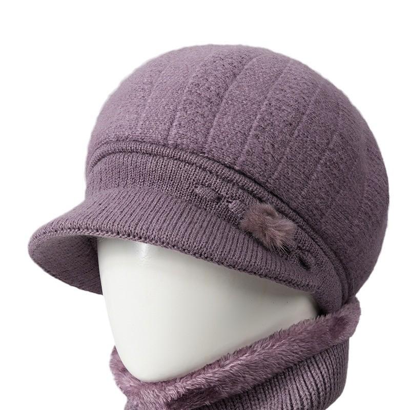 Day Mom Hat Fleece Knitted Thermal Hat Grandma Rabbit Wool Hat Old Man Duck Tongue Cotton Hat