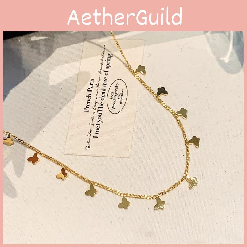 Chic Gold Schmetterlingsanhänger Halskette 2024 Verschließbare Schlüsselbeinkette Langlebiger Titanstahl