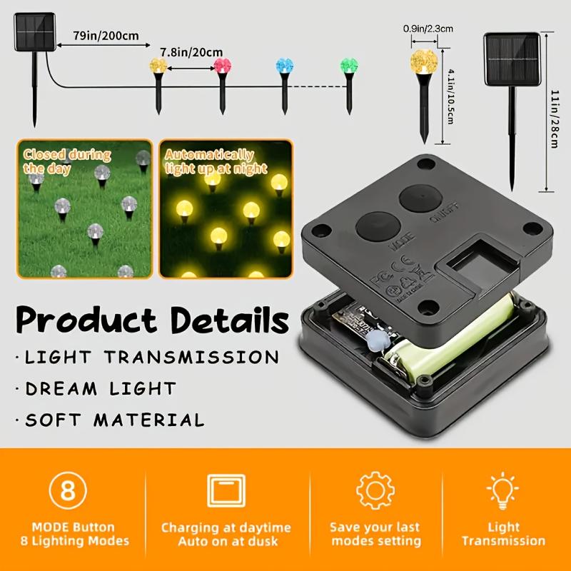 Solar Inground Bubble Globe Light 20 LED Pathway Light Outdoor Waterproof Landscape Lighting Lamps For gardens Patio Lawn Party
