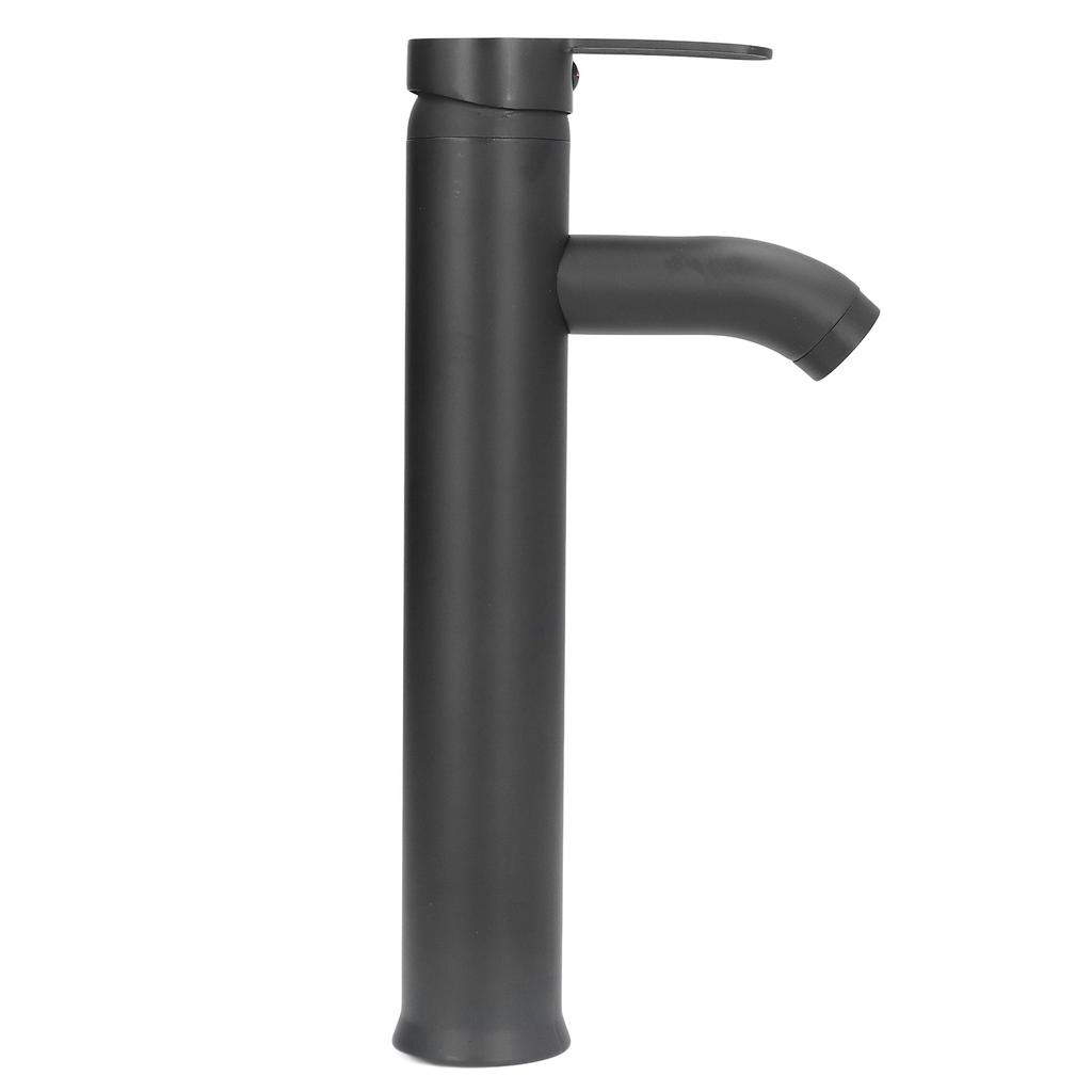Schwarzer Wasserhahn Badezimmer G1/2 Edelstahl Einfache Bedienung Mattschwarz Hoher Waschtischarmatur mit 2