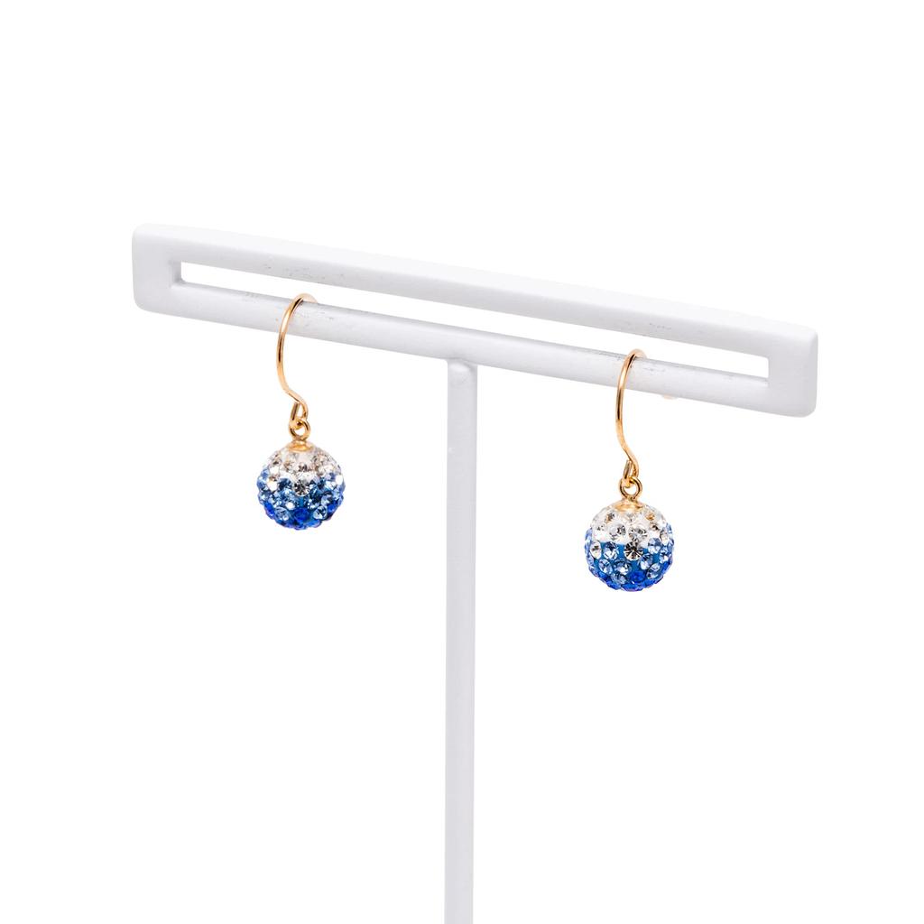 Estelle Rhinestone 10K Yellow Gold Earrings (Blue)