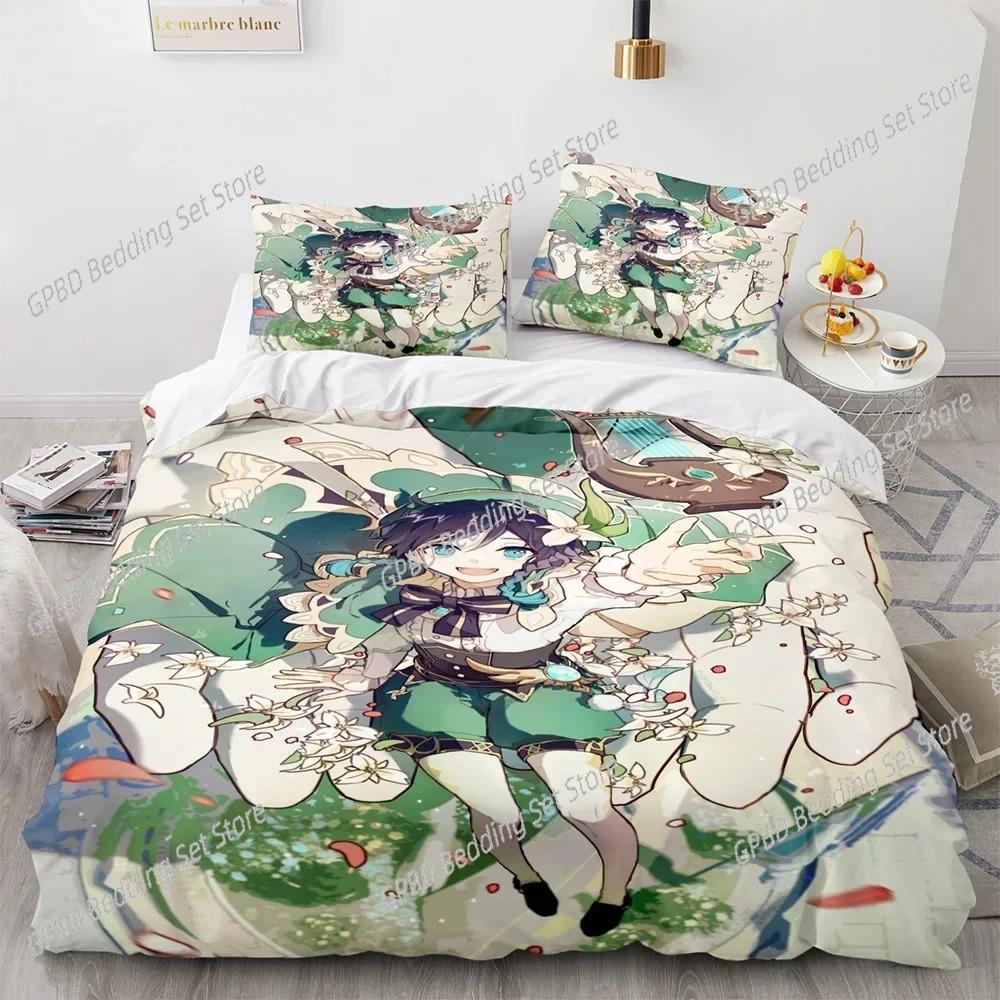 

3D Print Anime Game Genshin Impact 3D Duvet Cover Bedding Set Comforter Linen Pillowcases Home Decor Single Double King Queen US Twin 173x218cm