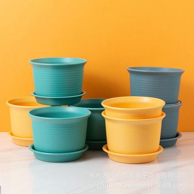1 Set More Thicken Flowerpot Reliable Resin Creative Ripple Pattern Flower Planter for Home