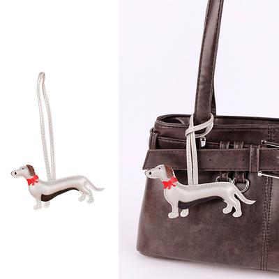 Elegant Dachshund Leather Bag Charm With Red Bow Tie-Cute Long Body-Pet Lover Gift-Long-Body Design 5 Colors-Pu Leather