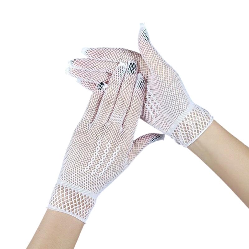 Elegant Stretchy Fishnet Gloves For Weddings Formal Event Elastic Short Gloves Breathable Comfortable Handwear for Party