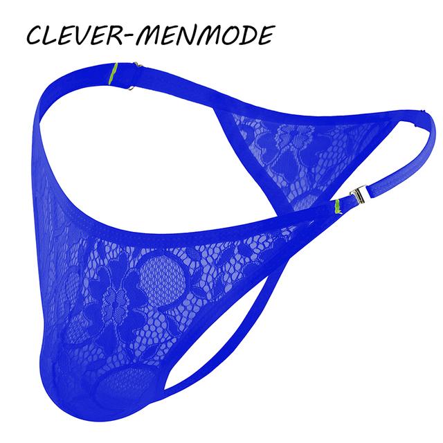 Tanga sexy din dantelă pentru bărbați, cu cataramă laterală, curea reglabilă, cu șnur, lenjerie de corp din dantelă exotică, chiloți puri, mini-mankini pentru partea inferioară a corpului