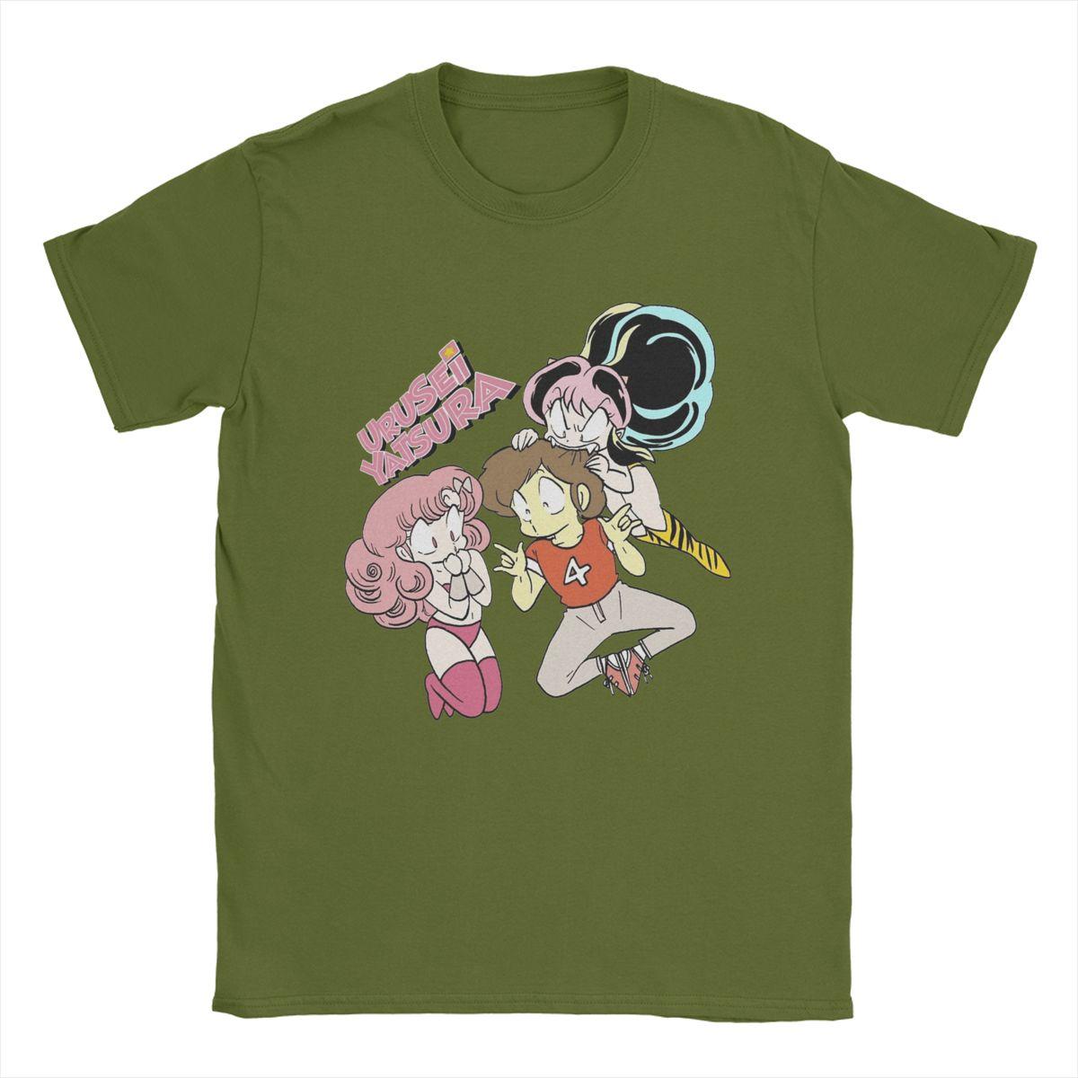 

LUM X RAN X ATARU Urusei Yatsura Футболки для мужчин Аниме Крутые Хлопковые Футболки Круглый Вырез Короткий Рукав Футболка Новое Поступление Топы 4XL