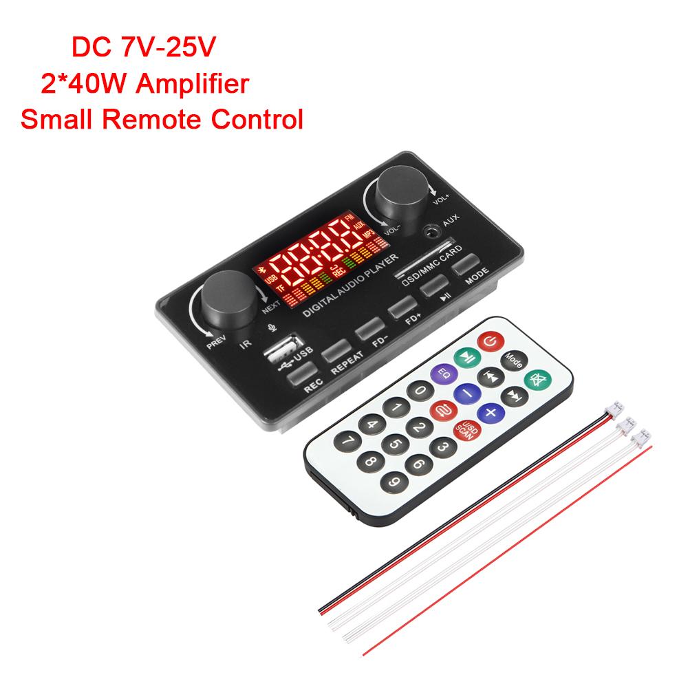 2*40W MP3 WAV Decoder Board Bluetooth 5.0 80W Amplifier Support USB TF FM Radio Mp3 Music Player Speaker Handsfree Car Audio