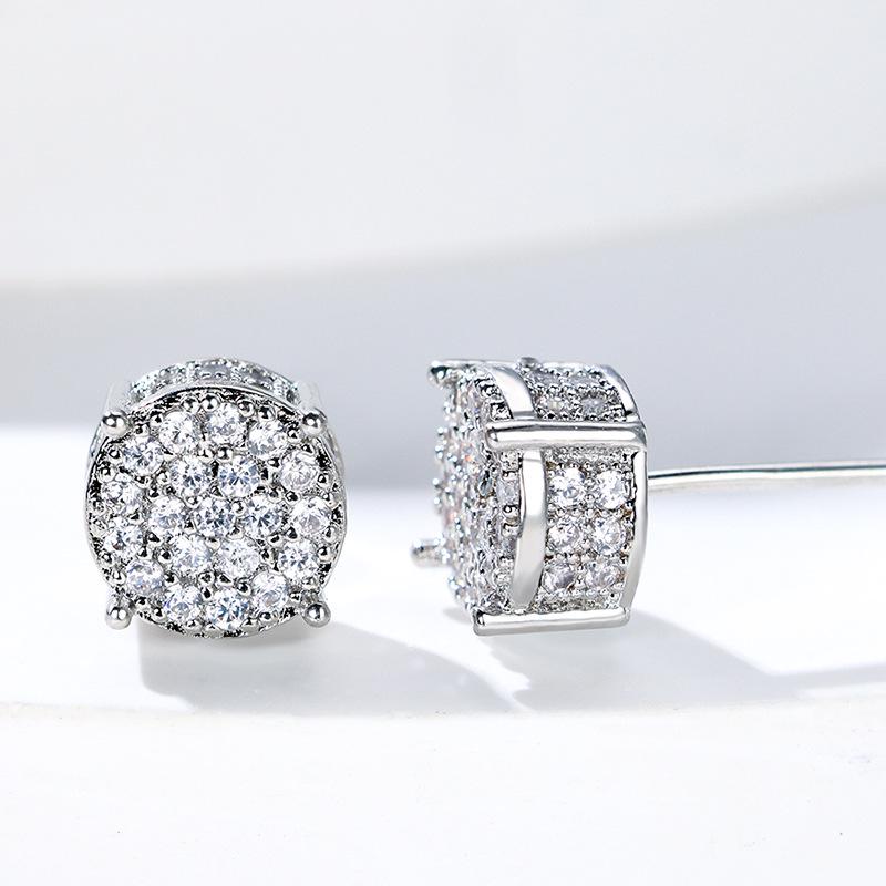 European & American Style Four-Claw Zircon Star Hip-Hop Earrings - All-Match Fashion Jewelry