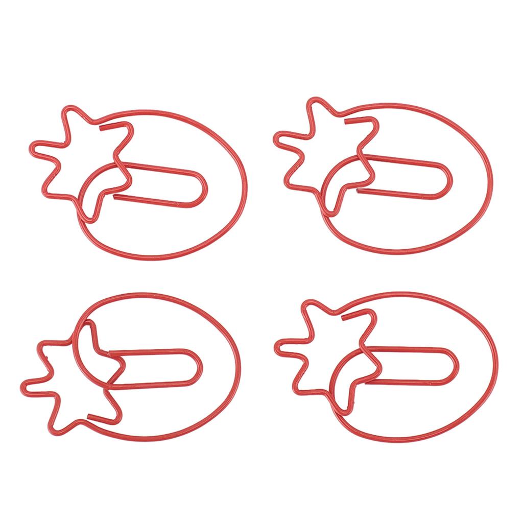 100pcs Strawberry Paper Clips Electroplated Iron Wire Fruit Paper Clips Portable Vibrant Bookmark