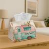 1pc Camper Van Tissue Box Holder with Camper Van-Themed Tissues Suitable for Kitchen, RV, Party And Decor - Durable Fabric Napkin Organizer, Multifunc