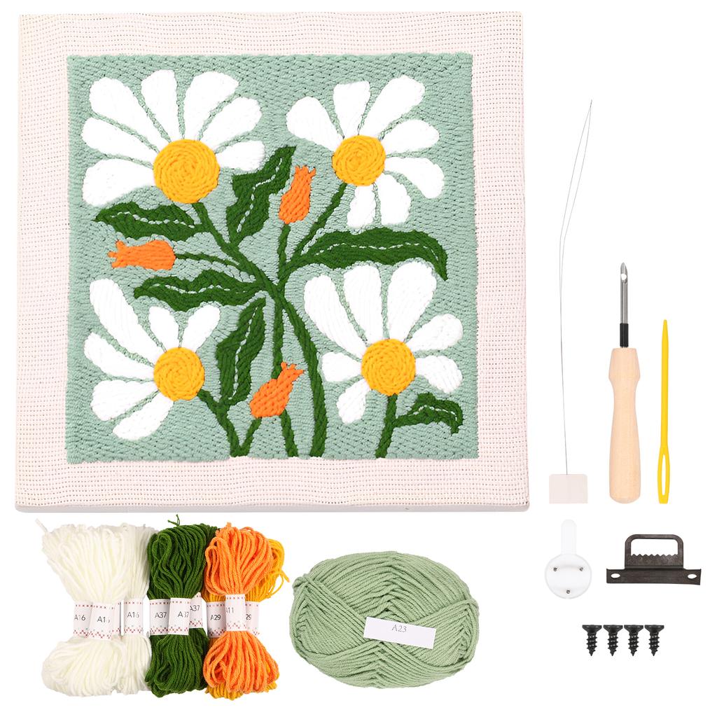 DIY Punch Needle Embroidery Starter Kit For Beginner Kids Adults Handicraft Poking Embroidery Yarn Painting Arts Home Decor Gift