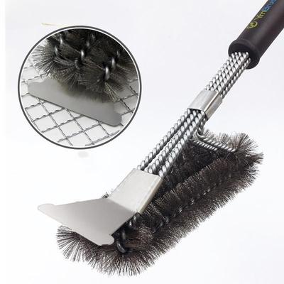 BBQ-Grill-Reinigungsbürste und Schaber, Edelstahl-Drahtborsten, Bürsten, Flecken, Fett, saubere Gadgets, Grillzubehör