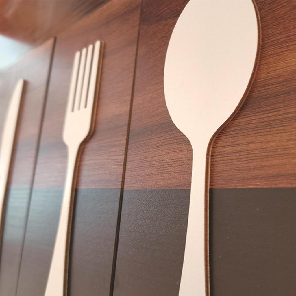 Kitchen Utensils Tableware Plaque Rustic Wooden Wall Hanging Cutlery Sign for Cafe Decoration Dining Room Housewarming Gift