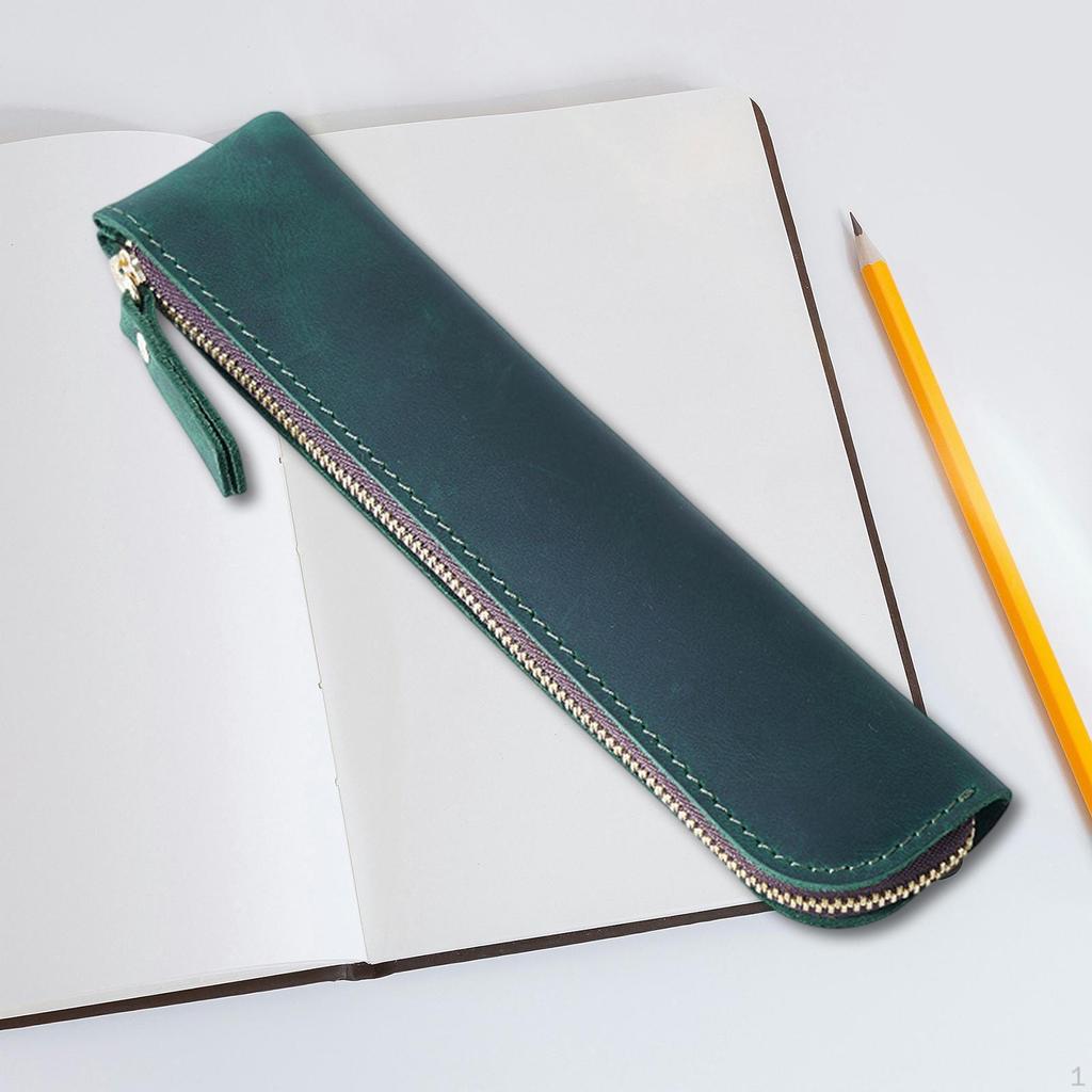 PU Leather Pencil Holder Sleeve Bag Cosmetic Wear Resistant for Birthday Gifts 7.8x1.7inch