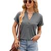 Summer New Solid V-neck Button Loose Casual Blouses Women Elegant Fashion Short Sleeve Women's Shirt Tops Simple Vintage Slim Fit Ladies Blouse 26538