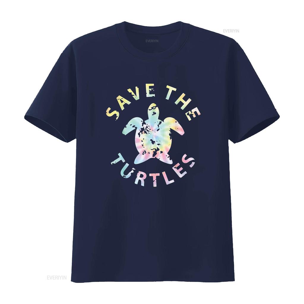 Save The Turtles Tie Dye Unisex s T Shirt Cool Designs vintage Washed Stylish graphic Slightly Soft Top For Everyday Wear