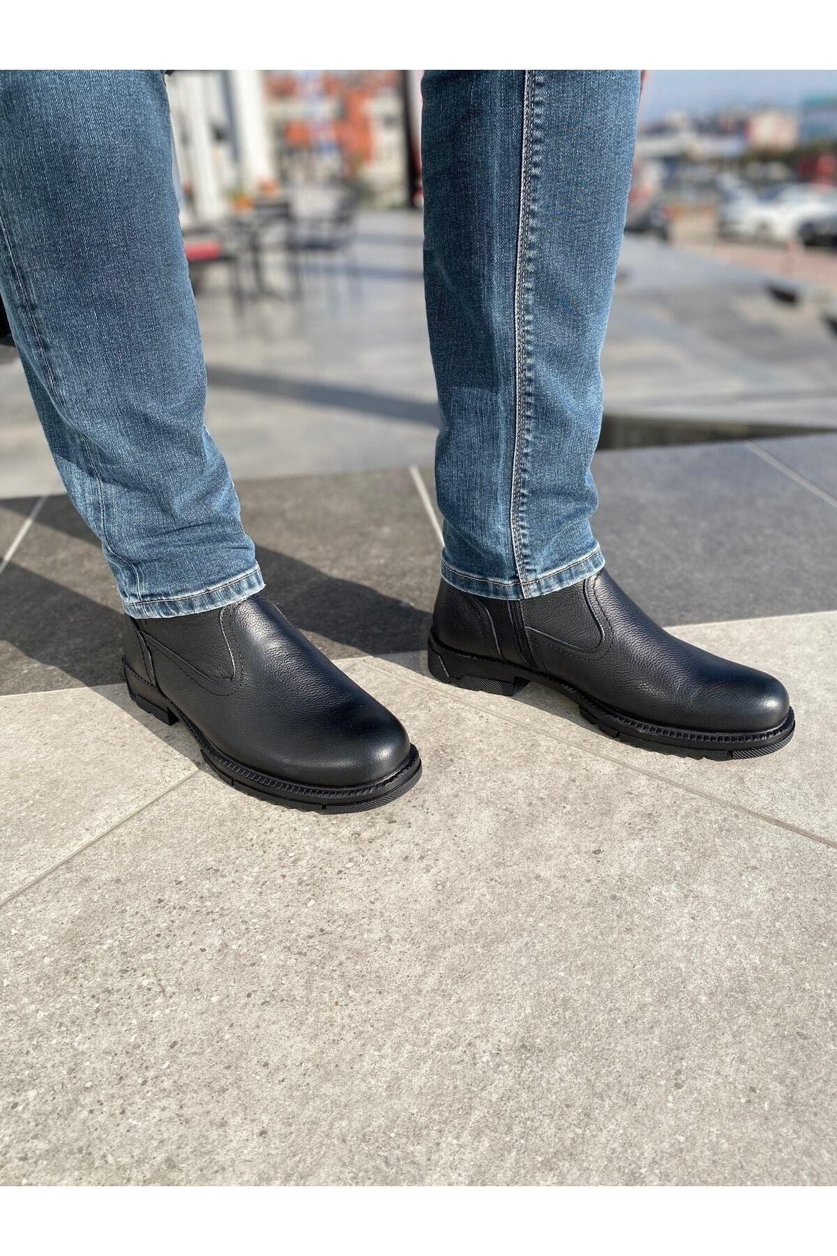 

Men s Fashion Woolen Flat Heeled Booties Bootie Zippered Fur Inside Thermo Non-Slip Sole Water Resistant Boots Shoes 40