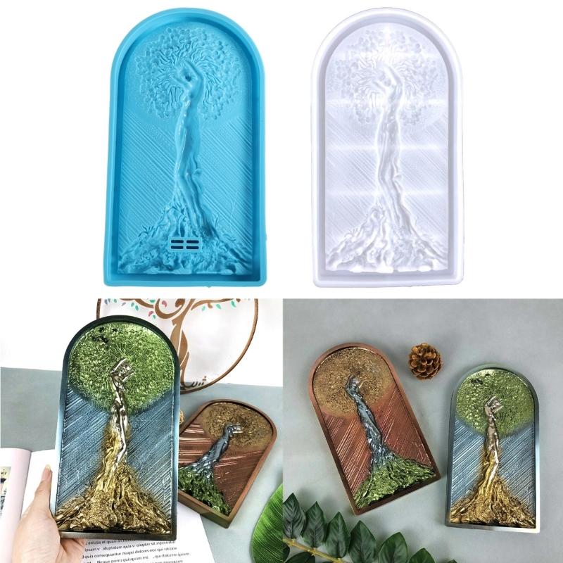 Diy Handmade Products Woman Big Tree Ornament Silicone Mold Scented Gypsum Ornaments Drop Glue Resin Mold for Decoration