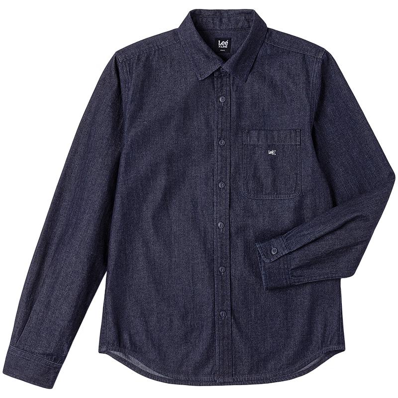 Lee Men s Standard Fit Small Logo Long Sleeve Denim Shirt S