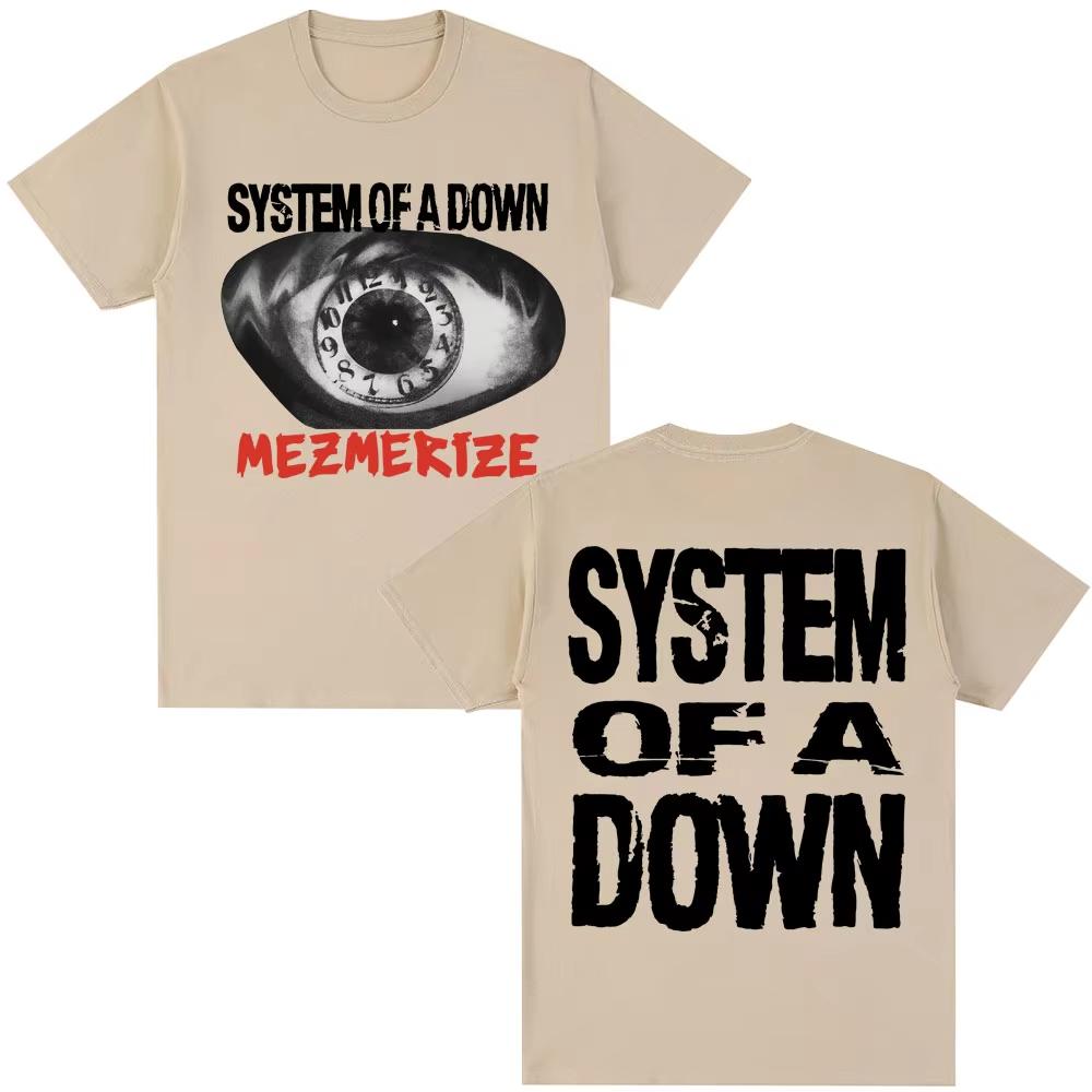 Rock Band System of A Down Mezmerize Music Album Tshirts Men Women Hip Hop Gothic Vintage T Shirts Oversized Cotton Casual Tees