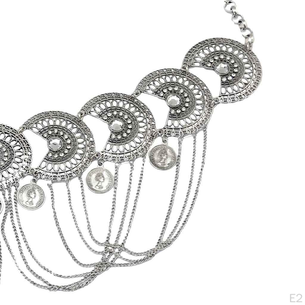 Women Rhines Coin Tassel Chain Weddiing Sash Waist Belt