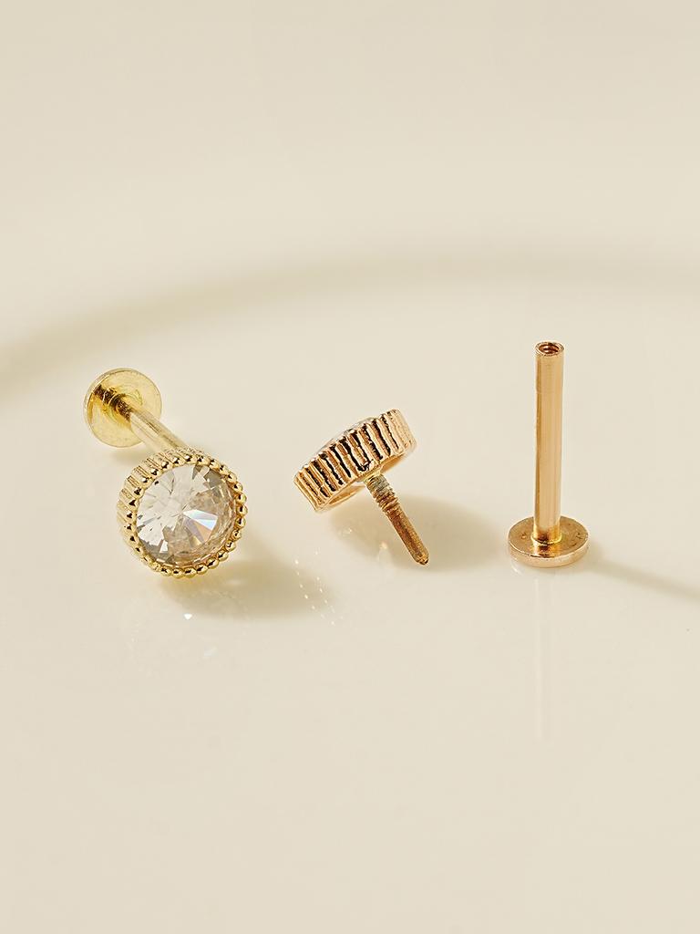 Minimalpiercing 14K Internal Simple Round Labret Piercing