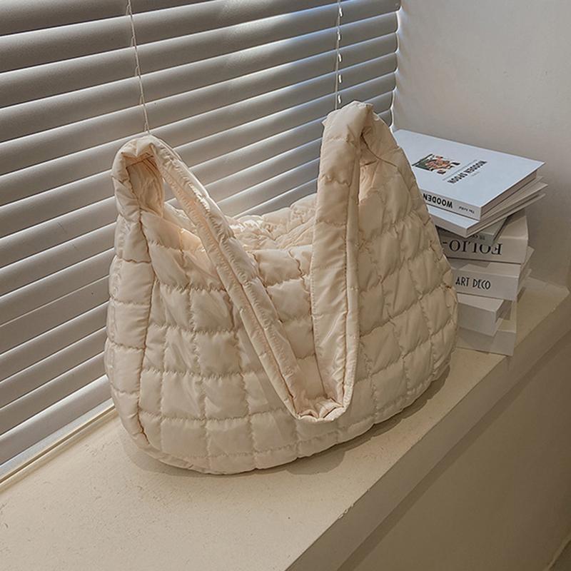Winter Space Cotton Shoulder Bag Female Large Capacity Dumpling Bag Fashion Padded Crossbody Bag Luxury Lady Down Tote
