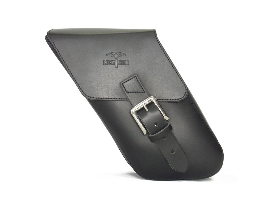 LONGRIDE Single Side Swingarm Bag for Harley Dyna CUS283 (Black Leather)