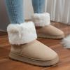 Warm Furry Women Winter Boots Non Slip Thick Bottom Daily Wear Round Toe Street Outdoor Light Weight Short Plush Cotton Shoes