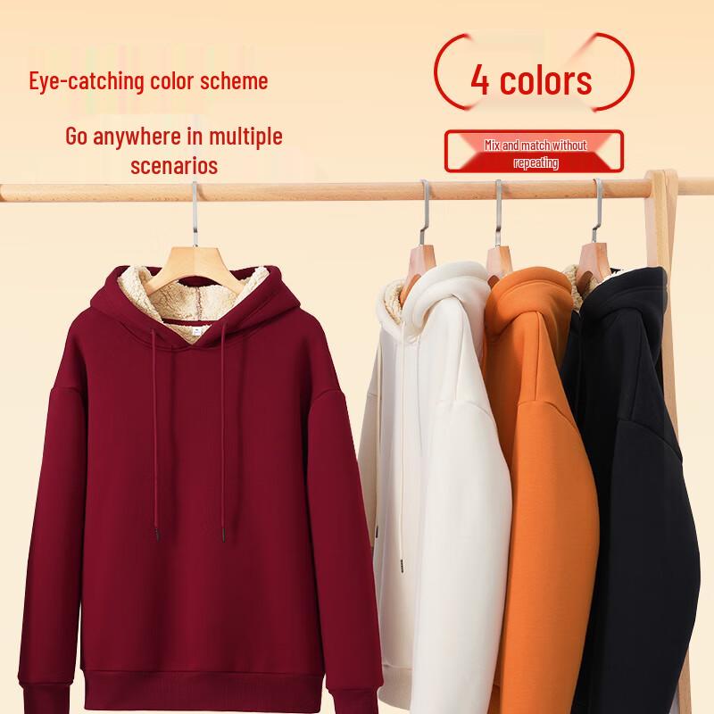 JEANSWEST Women's Lambswool Lined Hooded Sweatshirt