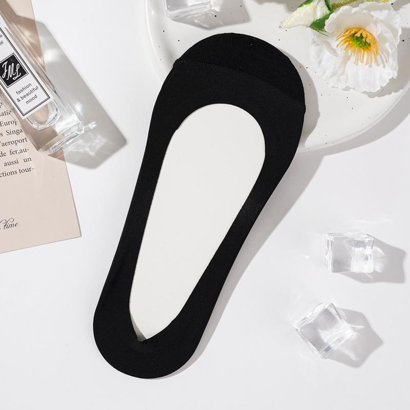 

Носки Ice Silk Boat для женщин, носки с хлопковой подошвой, низкие, нескользящие, модные, противоразрывные носки One size чёрный