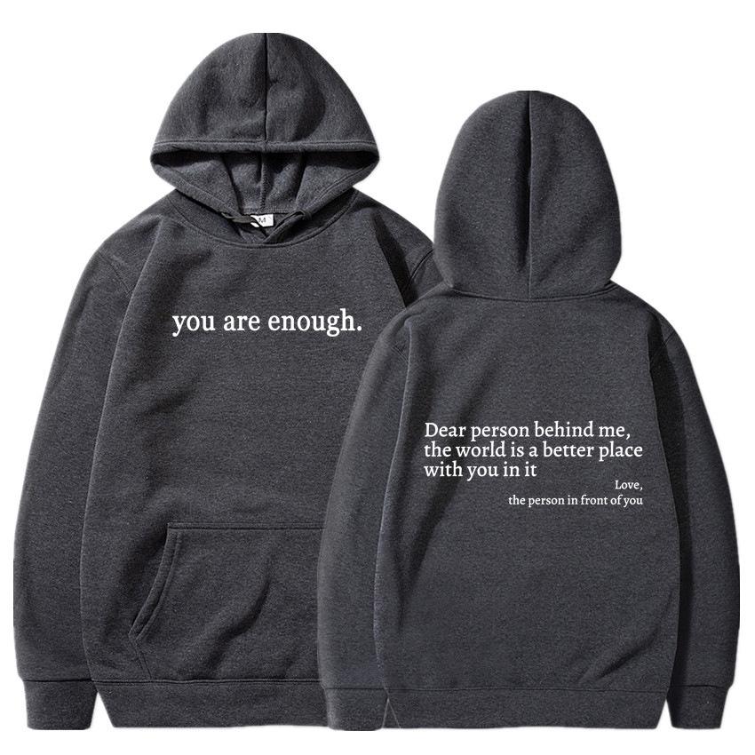 Women's Letter Print Hoodie with Kangaroo Pocket and Drawstring